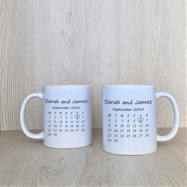 Calendar Personalised Wedding Mugs