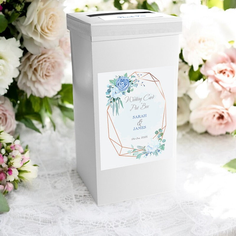 Dusky Blue Rose & Hydrangea Wedding Post Box