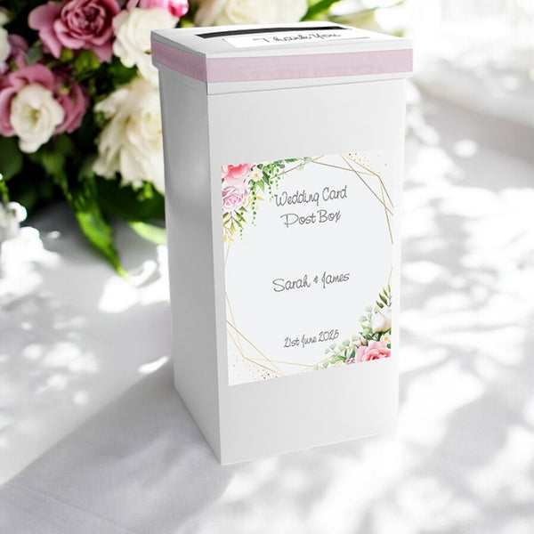 Floral Rose Personalised Wedding Post Box