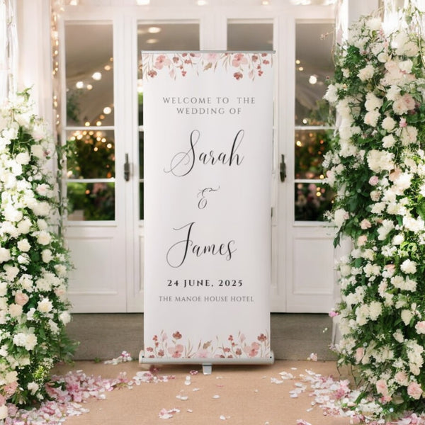 Blossom Wedding Banner, Wedding Welcome Banner Personalised Wedding Banner, Made to Order Banners, Bespoke Designs