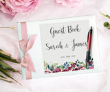 Burgundy Flowers Personalised Guest Book