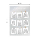 Personalised Pegs Clear Acrylic Table Plan Sign / Large 42 cm x 59.4 cm Custom Seating Plan Sign / Elegant Wedding Reception Sign / Made In The UK