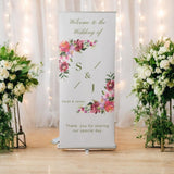 Pink Floral Wedding Roller Banner, Wedding Welcome Banner Personalised Wedding Banner, Made to Order Banners, Bespoke Banner Designs