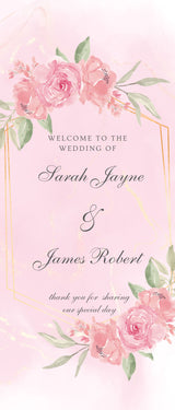 Wedding Roller Banner, Wedding Welcome Banner, Personalised Wedding Banner, Made to Order Banners, Bespoke Designs, Pink Roses Roller Banner