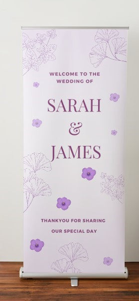 Purple Pastel Wedding Roller Banner, Wedding Welcome Banner, Personalised Wedding Banner, Made to Order, Bespoke Designs, Roller Banner