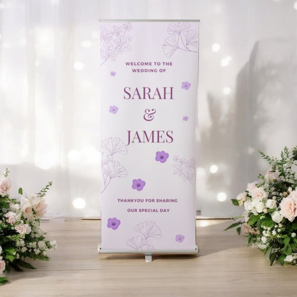 Purple Pastel Wedding Roller Banner, Wedding Welcome Banner, Personalised Wedding Banner, Made to Order, Bespoke Designs, Roller Banner