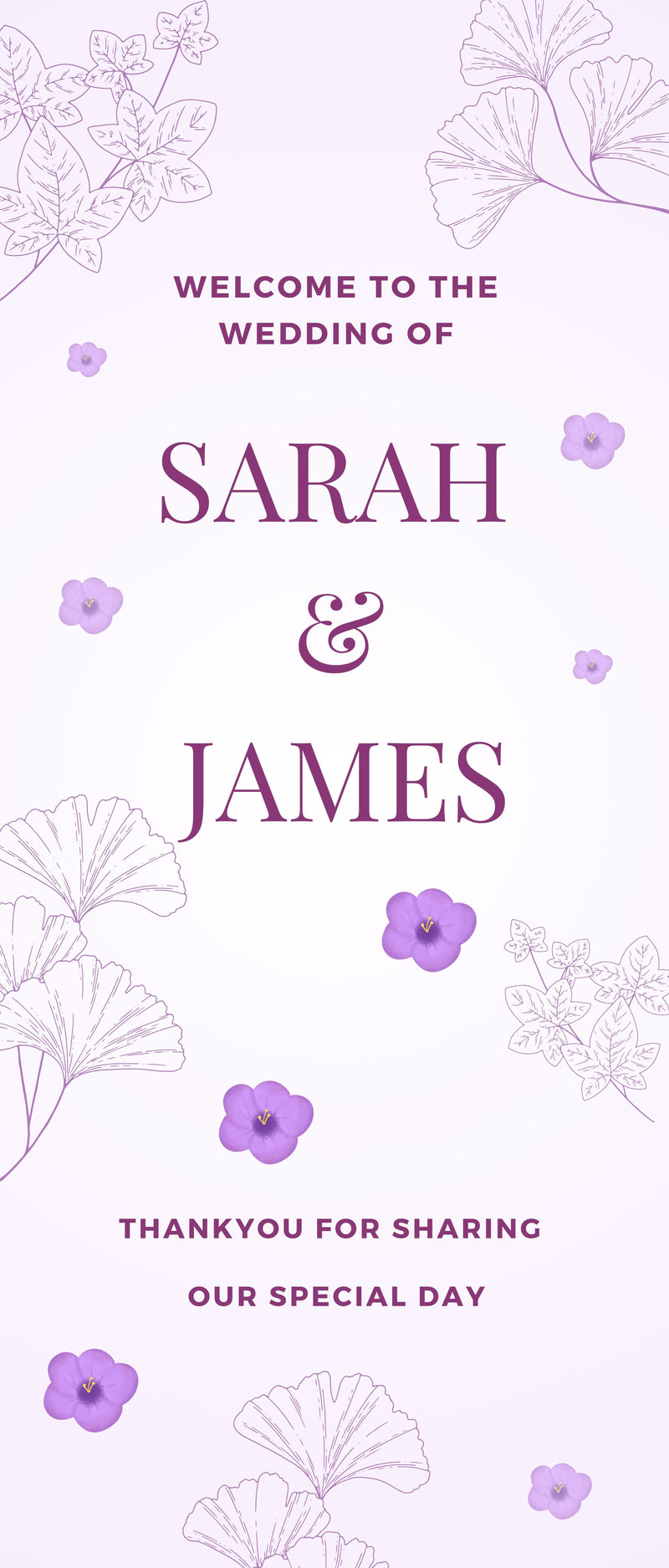 Purple Pastel Wedding Roller Banner, Wedding Welcome Banner, Personalised Wedding Banner, Made to Order, Bespoke Designs, Roller Banner