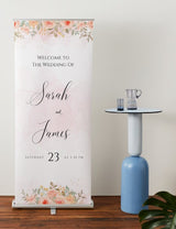 Roses Wedding Roller Banner, Wedding Welcome Banner, Personalised Wedding Banner, Made to Order Banners, Bespoke Designs, Floral Banner