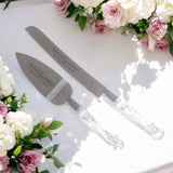 Clear Handles Personalised Wedding Cake Knife & Serving Set, Personalised Serving Set, Personalised Cake Knife & Server