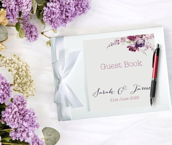 Vintage Flowers Wedding Guest Book