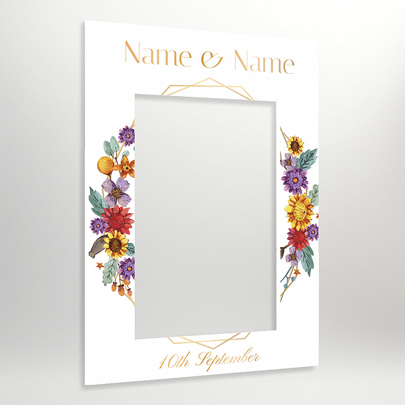 Floral Premium Personalised, Elegant Wedding Selfie Frame ideal for Engagement Parties, Weddings & Celebrations