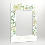 Green Leaves Premium Personalised, Elegant Wedding Selfie Frame ideal for Engagement Parties, Weddings & Celebrations 