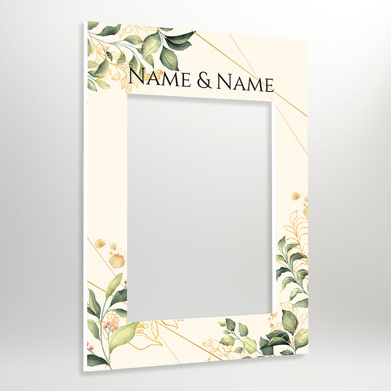 Green Leaves Selfie Frame, Personalised Wedding Selfie Frames, Made to Order Selfie Frame - Choose from 3 Sizes