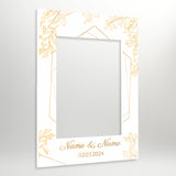 Premium Personalised, White and Gold Wedding Selfie Frame, Perfect for Parties, Celebrations & Weddings