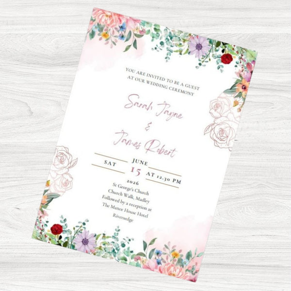 Wild Flower Meadow Wedding Day Invitation