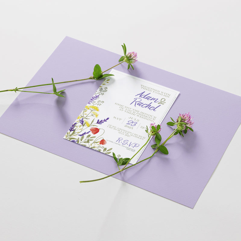 Wild Flowers Seeded Paper Wedding Day Invitation