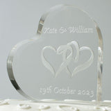 Engraved Heart Shaped Cake Topper - Over 50 Designs Available.